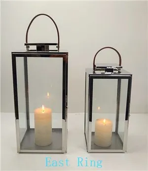 Silver Stainless Steel Lantern For Home Decoration